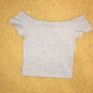 Grey off the shoulder crop top